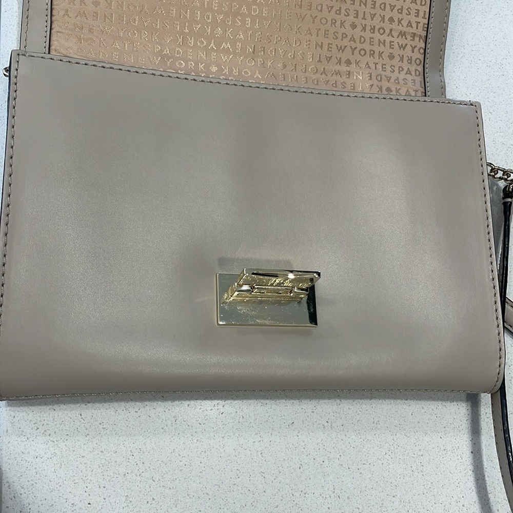 Kate Spade Shoulder/Crossbody Taupe Leather Flap Bag - Picture 9 of 15